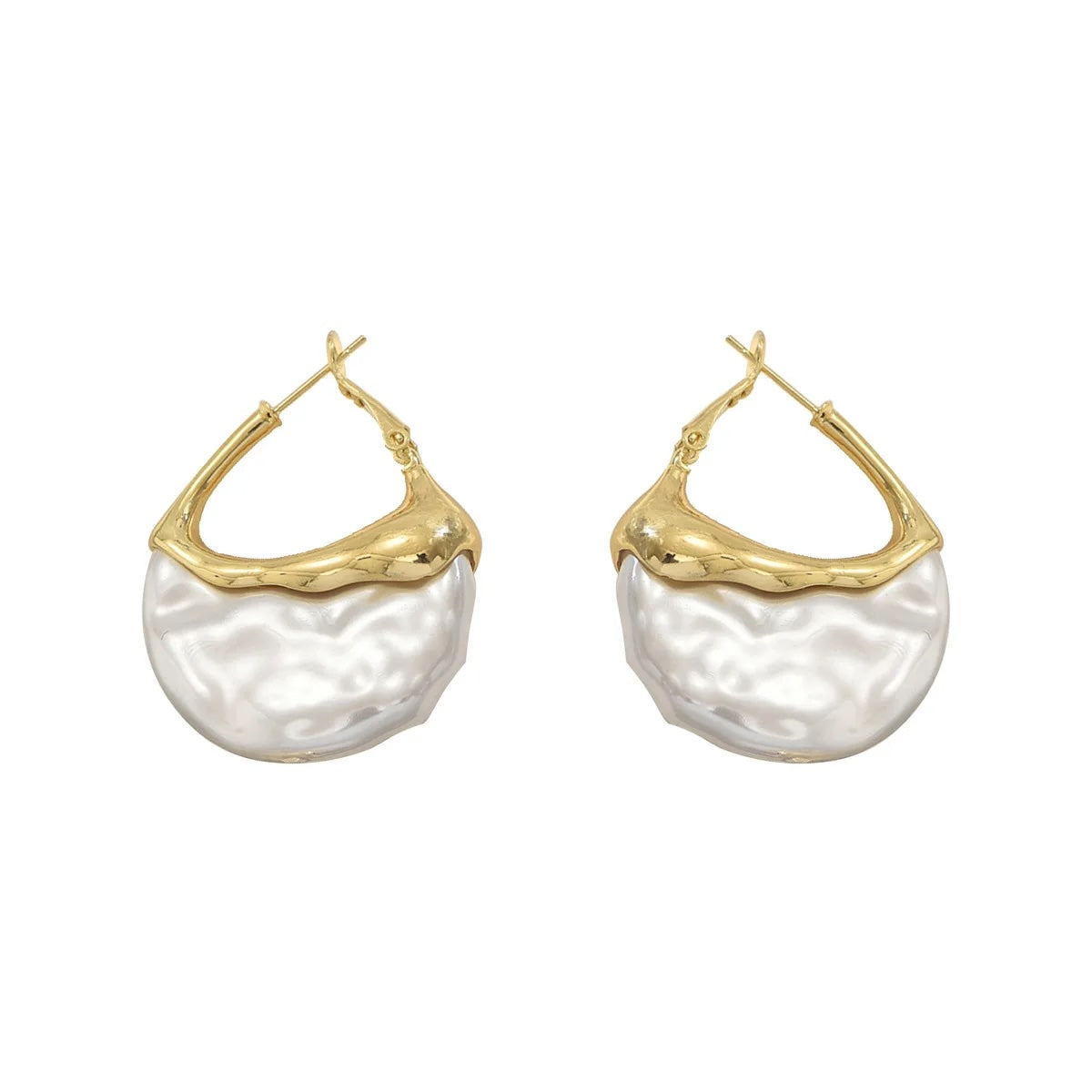 Meera Sculpted Pearl Drop Hoop Earrings