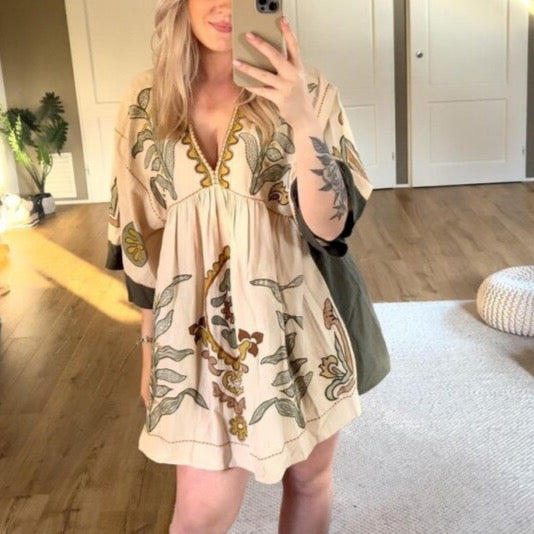 Merin Embroidery Mini Tunic Dress - Size S/ US M - SALE