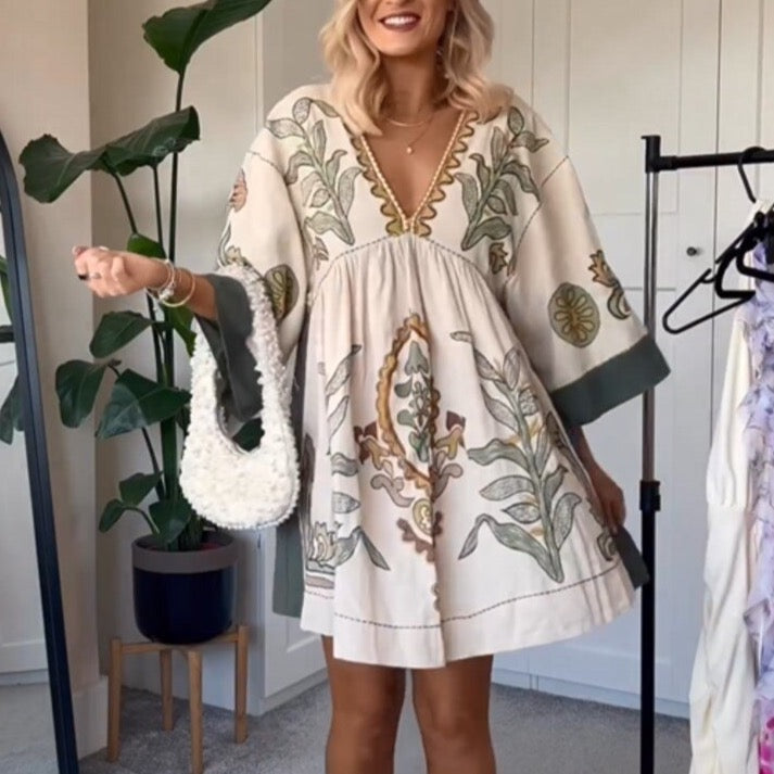 Merin Embroidery Mini Tunic Dress - Size S/ US M - SALE