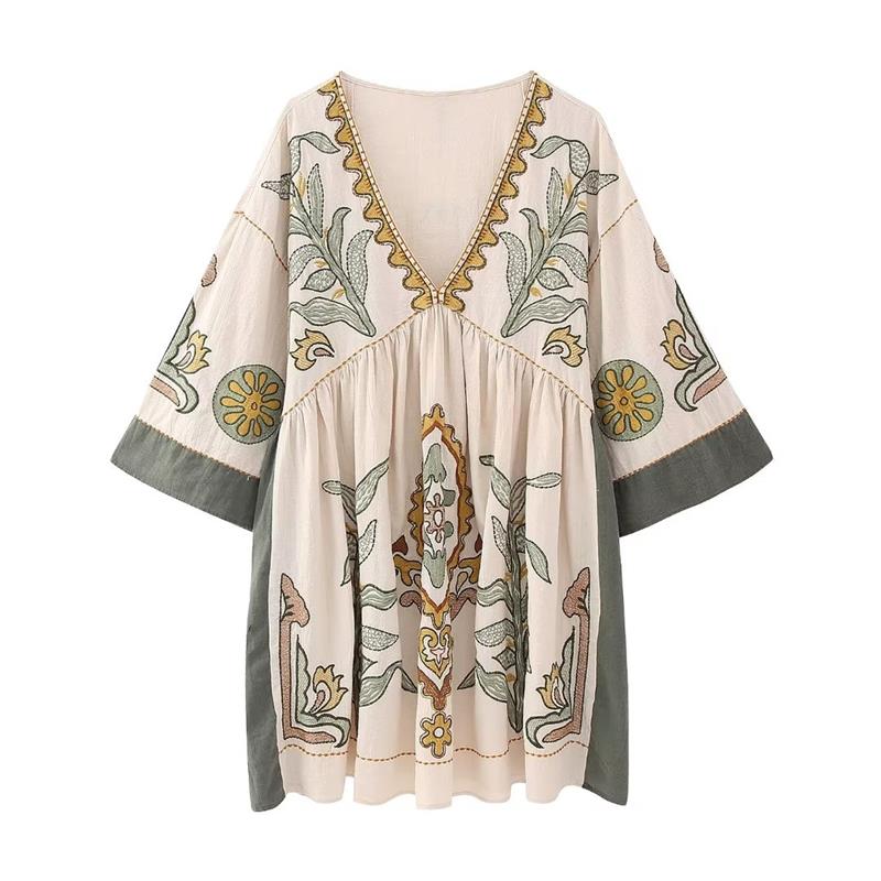 Merin Embroidery Mini Tunic Dress - Size S/ US M - SALE