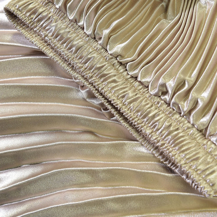 Metallic Pleated Maxi Skirts - 9 Colors