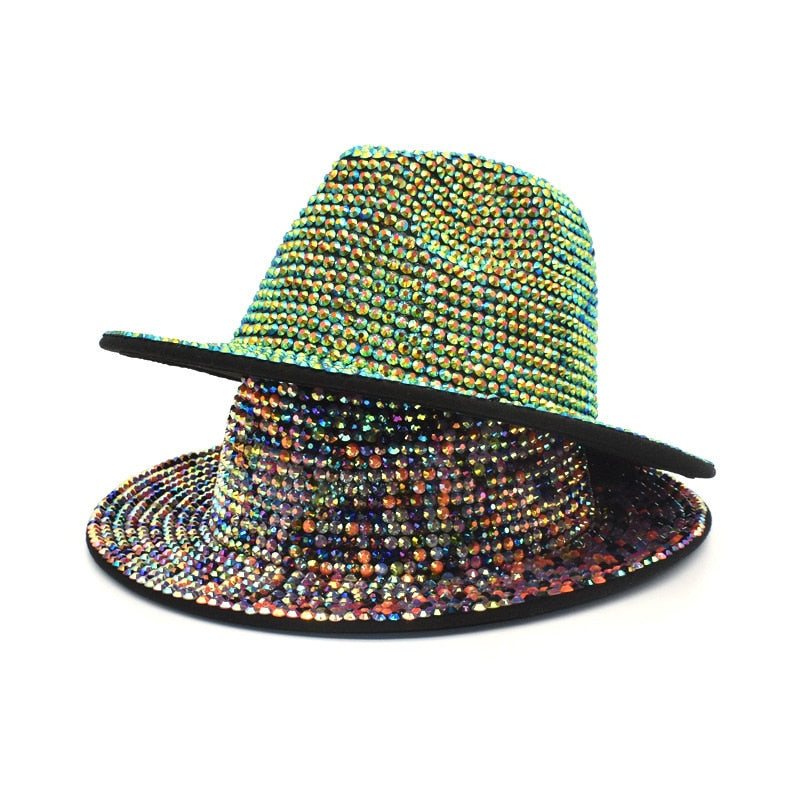 Metallic Rhinestone  Jazz Fedora Hats