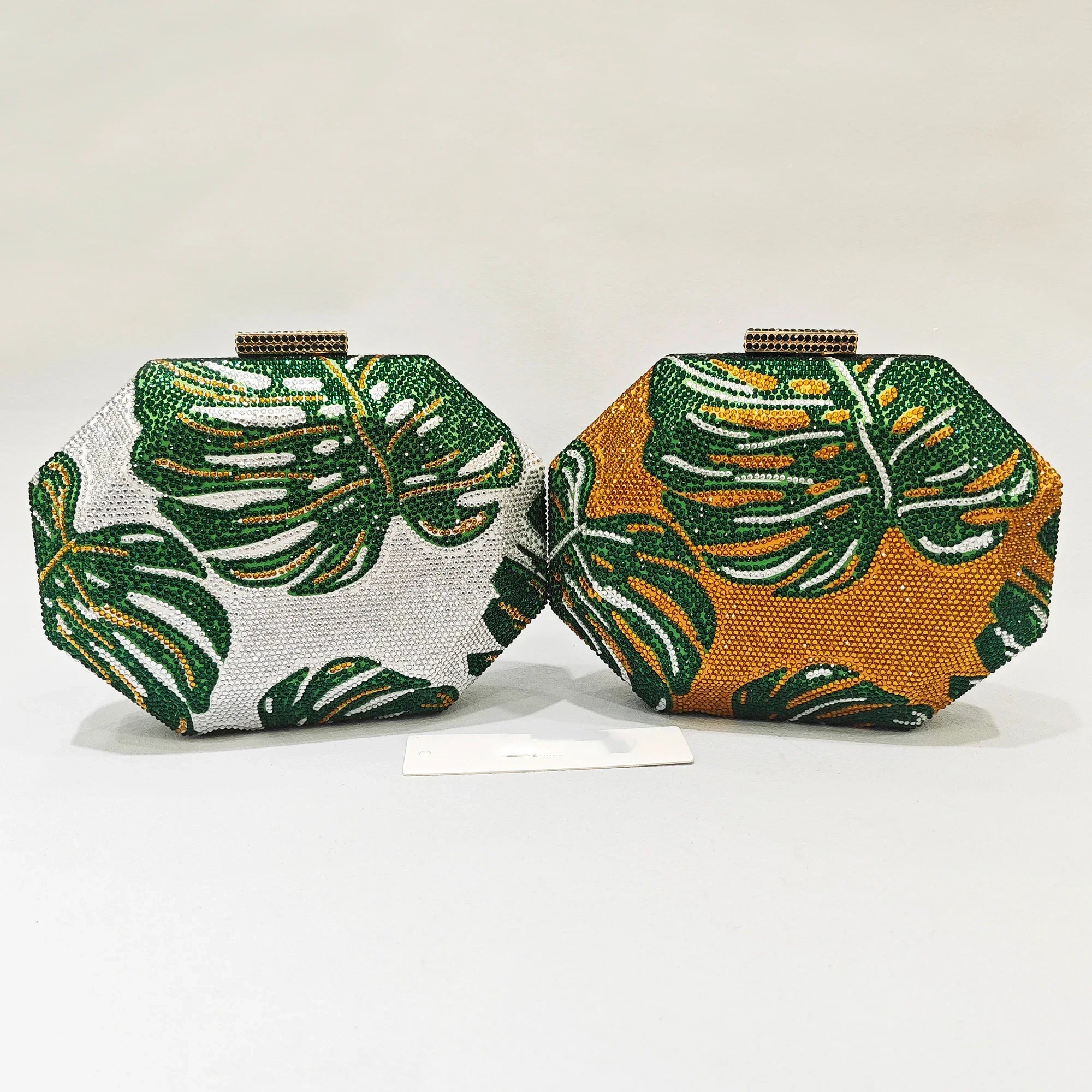 Milo Green Leaf Crystal Evening Clutch