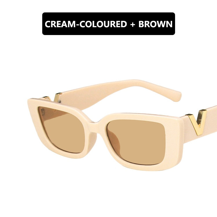 Mira V Embossed Rectangle Sunglasses