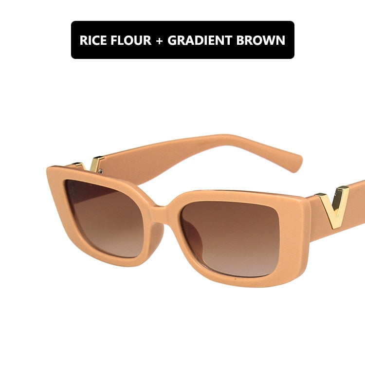 Mira V Embossed Rectangle Sunglasses