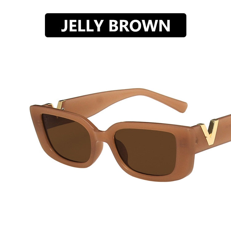 Mira V Embossed Rectangle Sunglasses