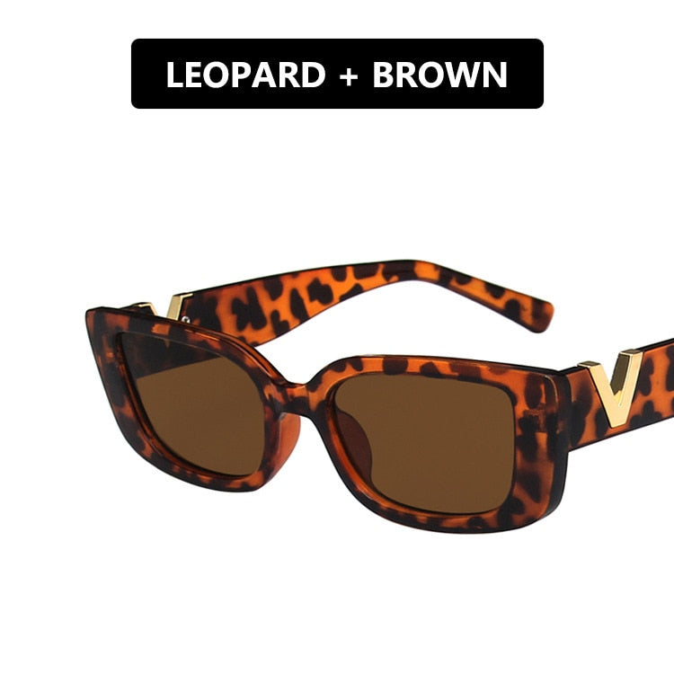 Mira V Embossed Rectangle Sunglasses