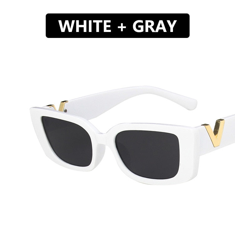 Mira V Embossed Rectangle Sunglasses