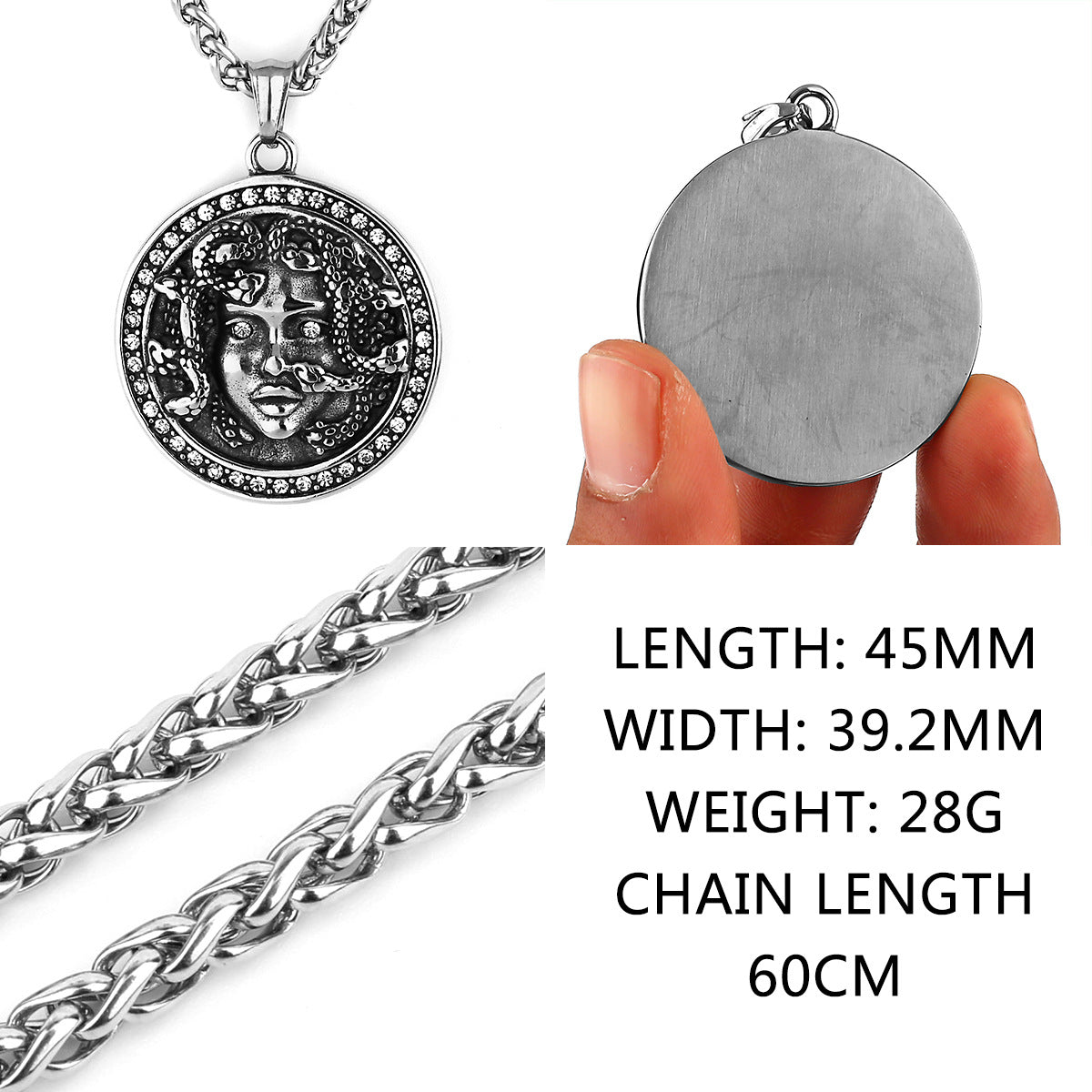 Mythical Snake Head Medusa Diamond Necklace
