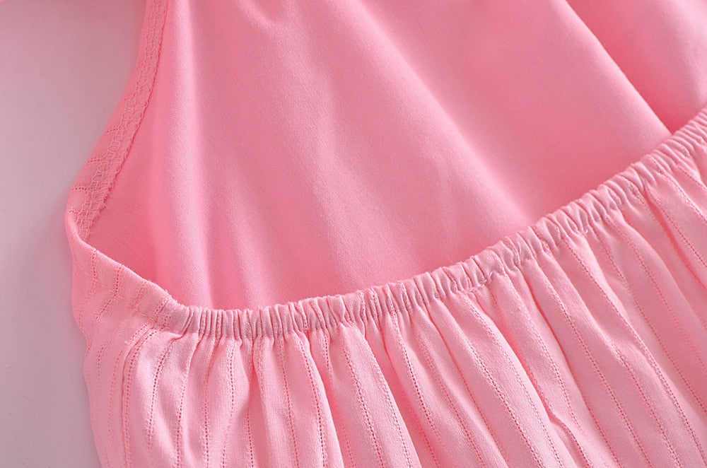 Nabie Back Bow Pink Baby Doll Mini Dress