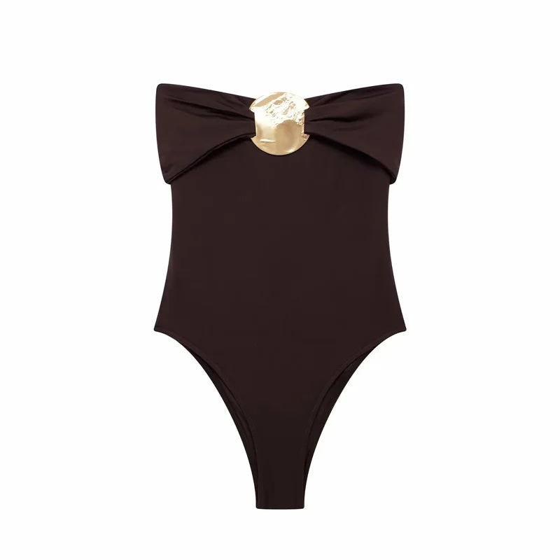 Nesma Golden Accent Bandeau Bodysuit