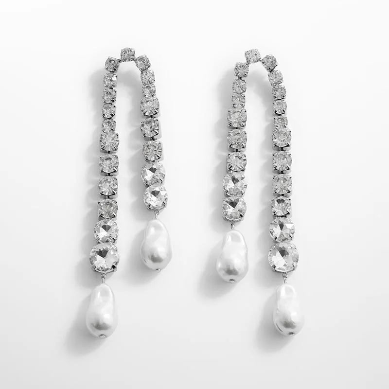 Nichola Jumbo Rhinestone Fringe Earrings