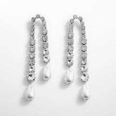 Nichola Jumbo Rhinestone Fringe Earrings