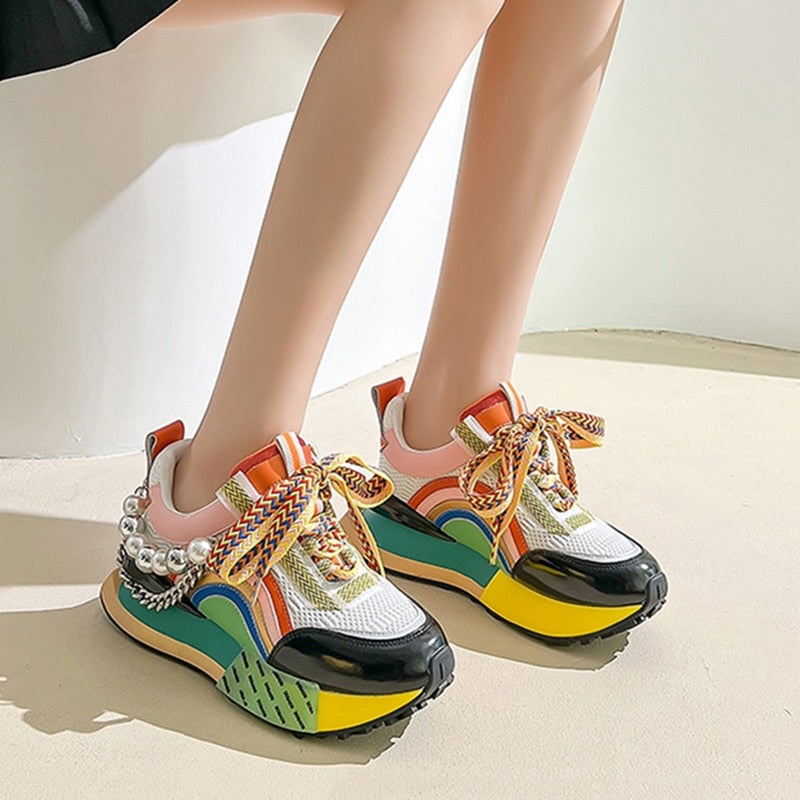 Nicola Pearl Laced Sneakers - 2 Colors