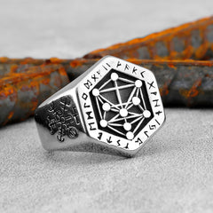 Nordic Pattern Rune Hexagon Ring