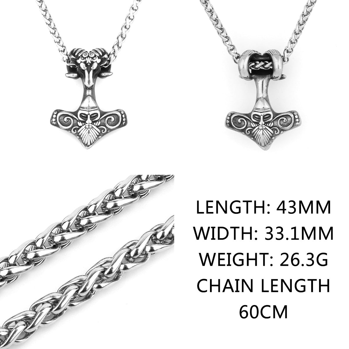 Nordic Viking Head Necklace