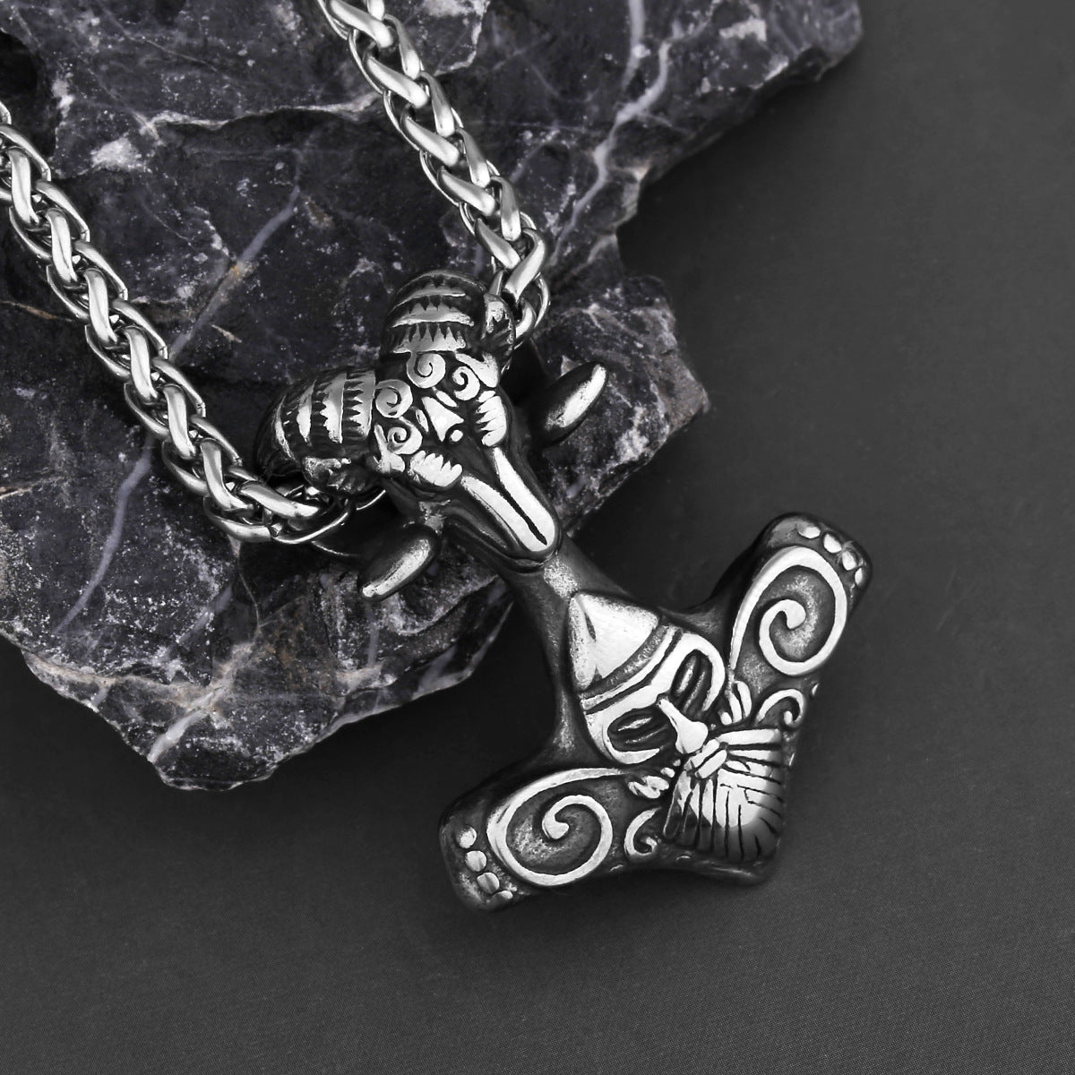 Nordic Viking Head Necklace
