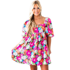 Holiday Puff Sleeve Dress Women
