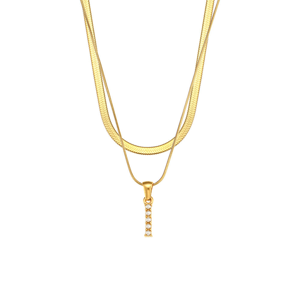 Double-layer Chain Pearl Pendant Necklace