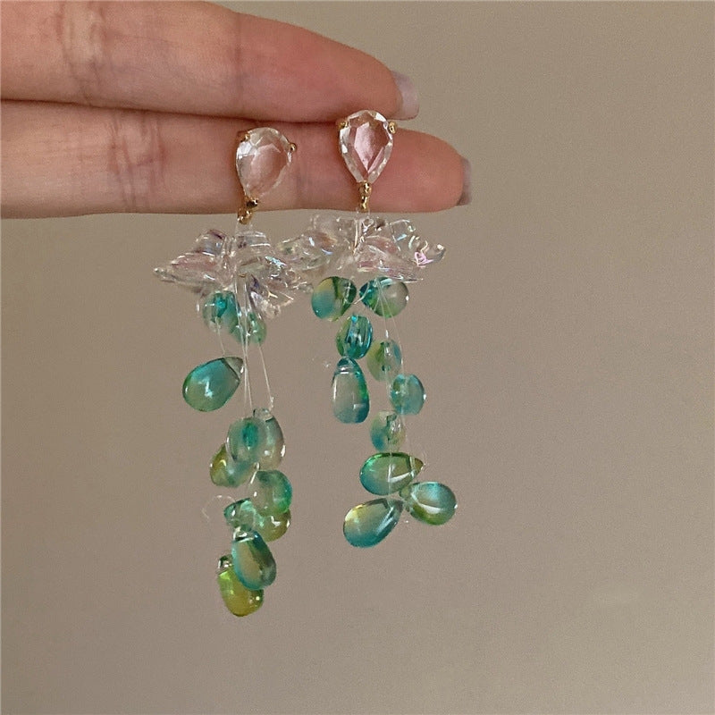 Flower Tassel Niche Design Earrings