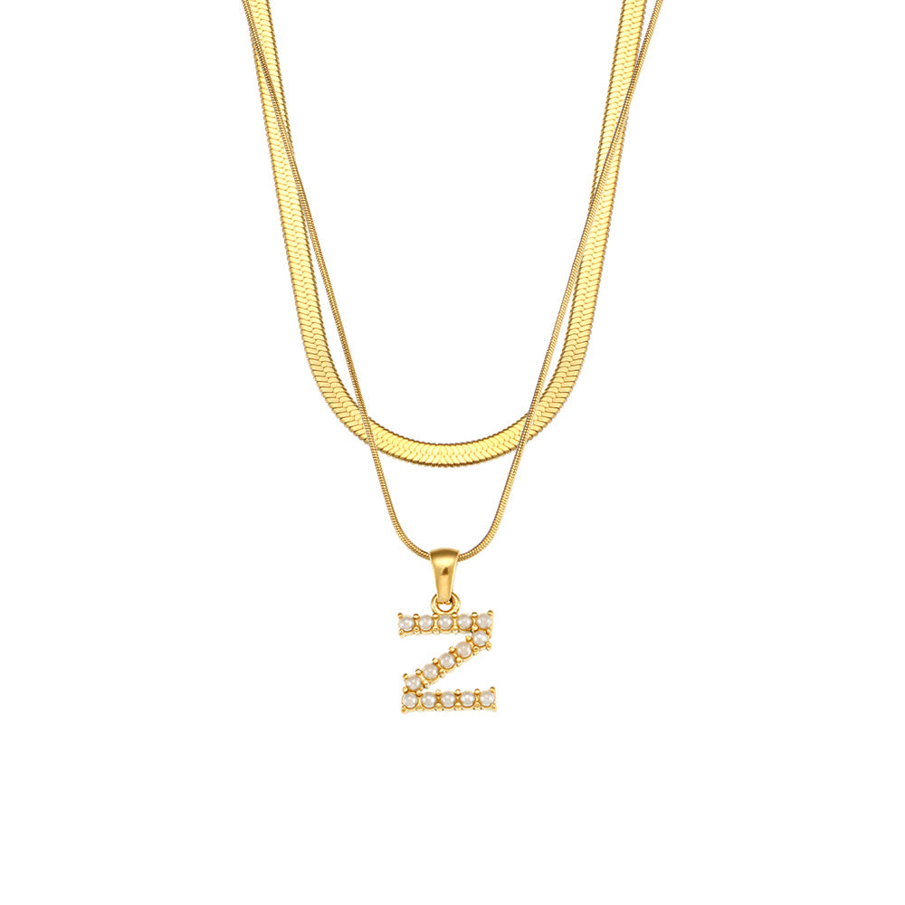Double-layer Chain Pearl Pendant Necklace