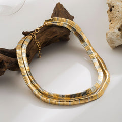 Carmo Multi Thread Pearl Golden Bib Necklace