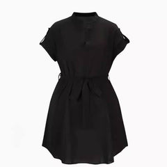 V-neck Short Sleeve Dress With Belt Bowknot Dresses For Clothing