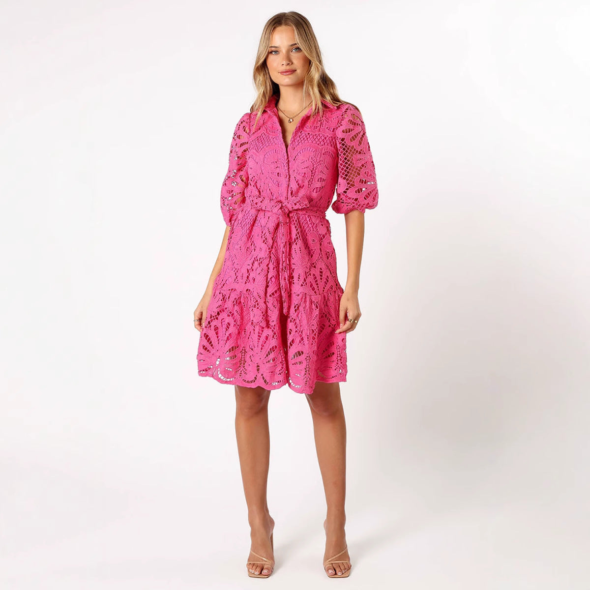 Shirt Cutout Water Soluble Lace Flower Dress