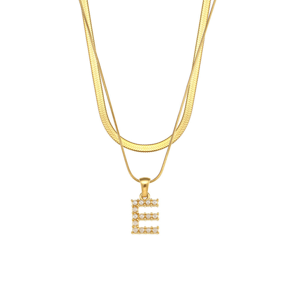 Double-layer Chain Pearl Pendant Necklace