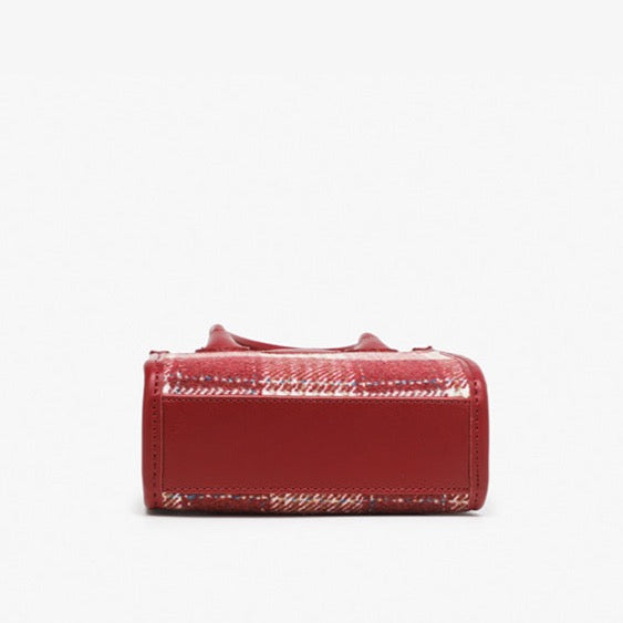 Adelin Red Tartan Woolen Mini Tote
