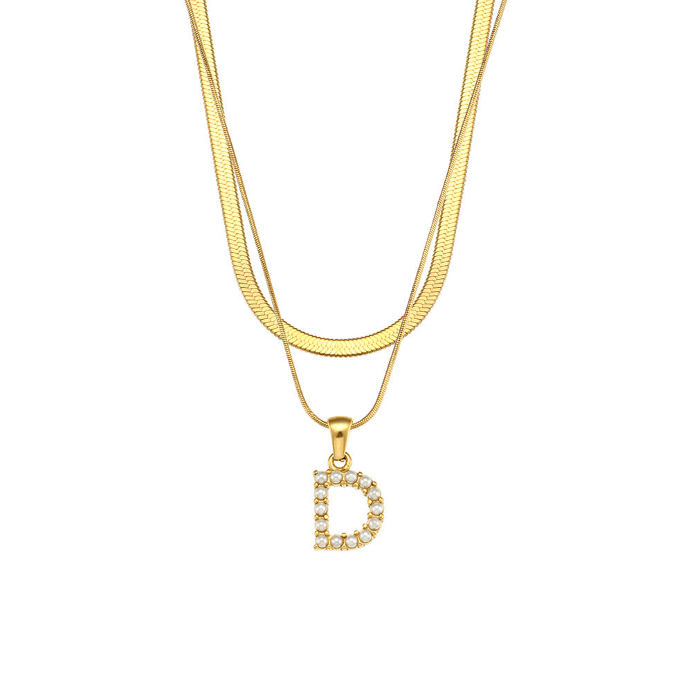 Double-layer Chain Pearl Pendant Necklace