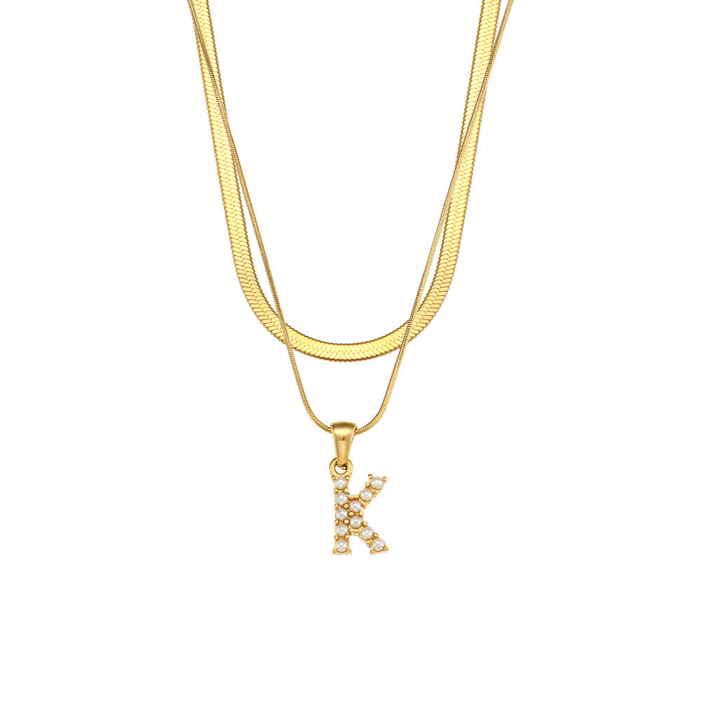 Double-layer Chain Pearl Pendant Necklace