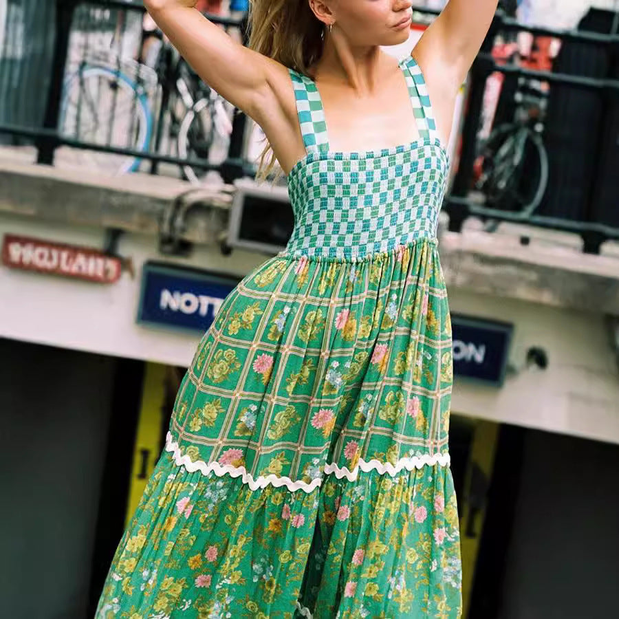 Clothing Spaghetti-strap Floral Print Dress Fashion