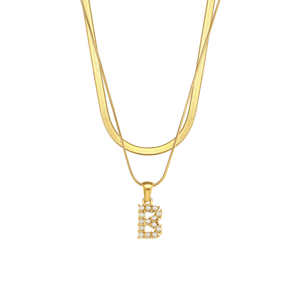 Double-layer Chain Pearl Pendant Necklace