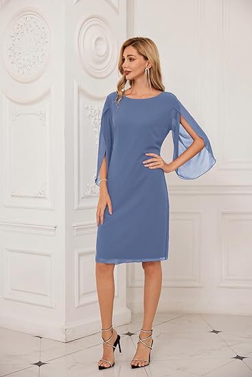 Irregular Sleeves Solid Color Chiffon Dress