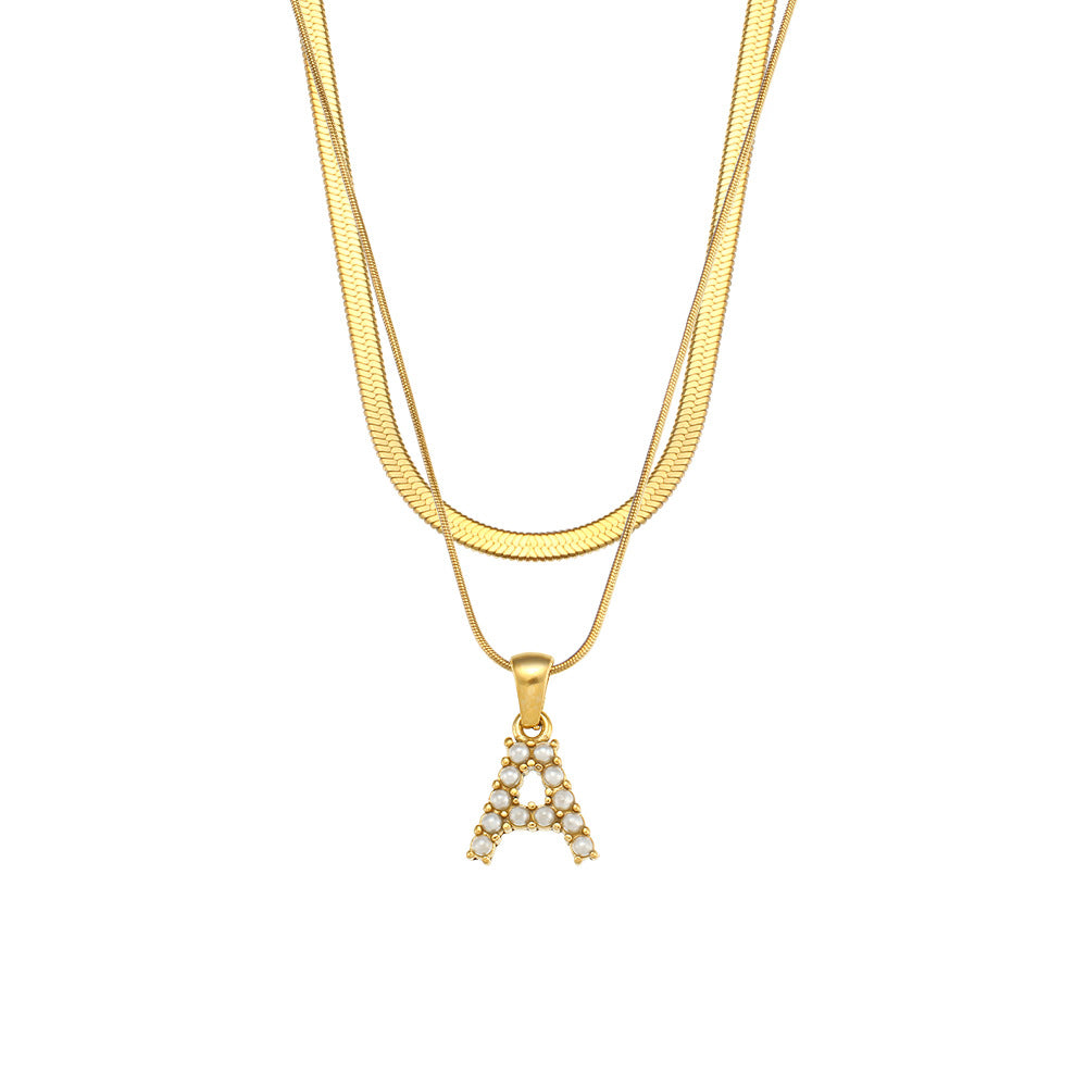 Double-layer Chain Pearl Pendant Necklace