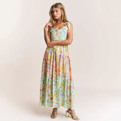 Sleeveless Strap Pocket Printing Dress Women