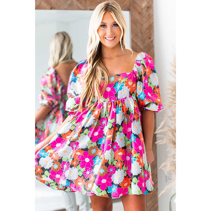 Holiday Puff Sleeve Dress Women