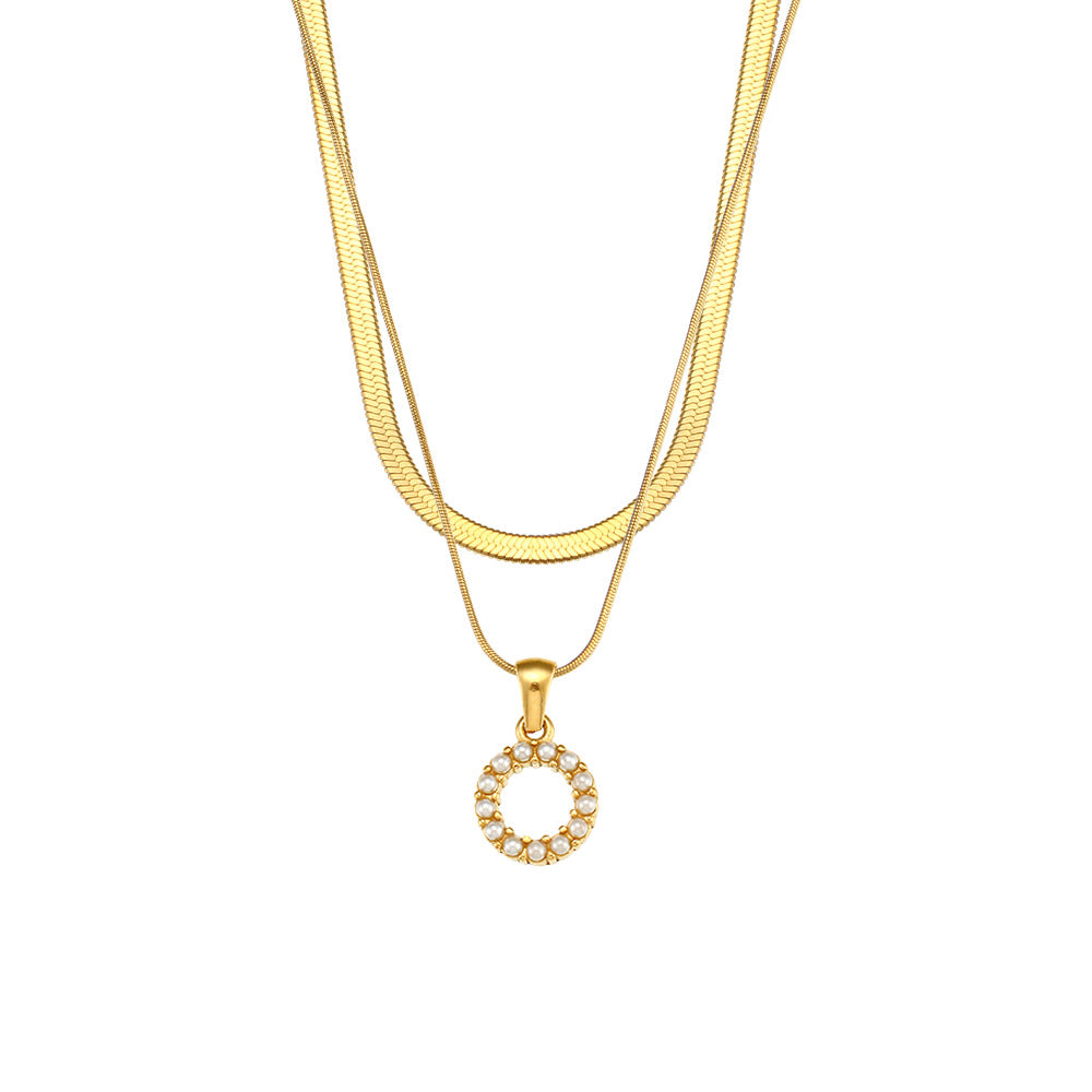 Double-layer Chain Pearl Pendant Necklace