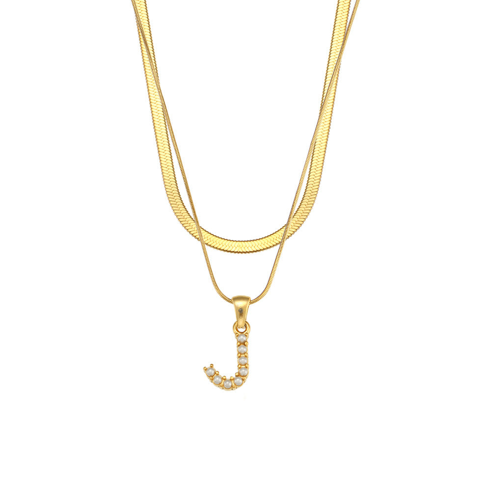 Double-layer Chain Pearl Pendant Necklace