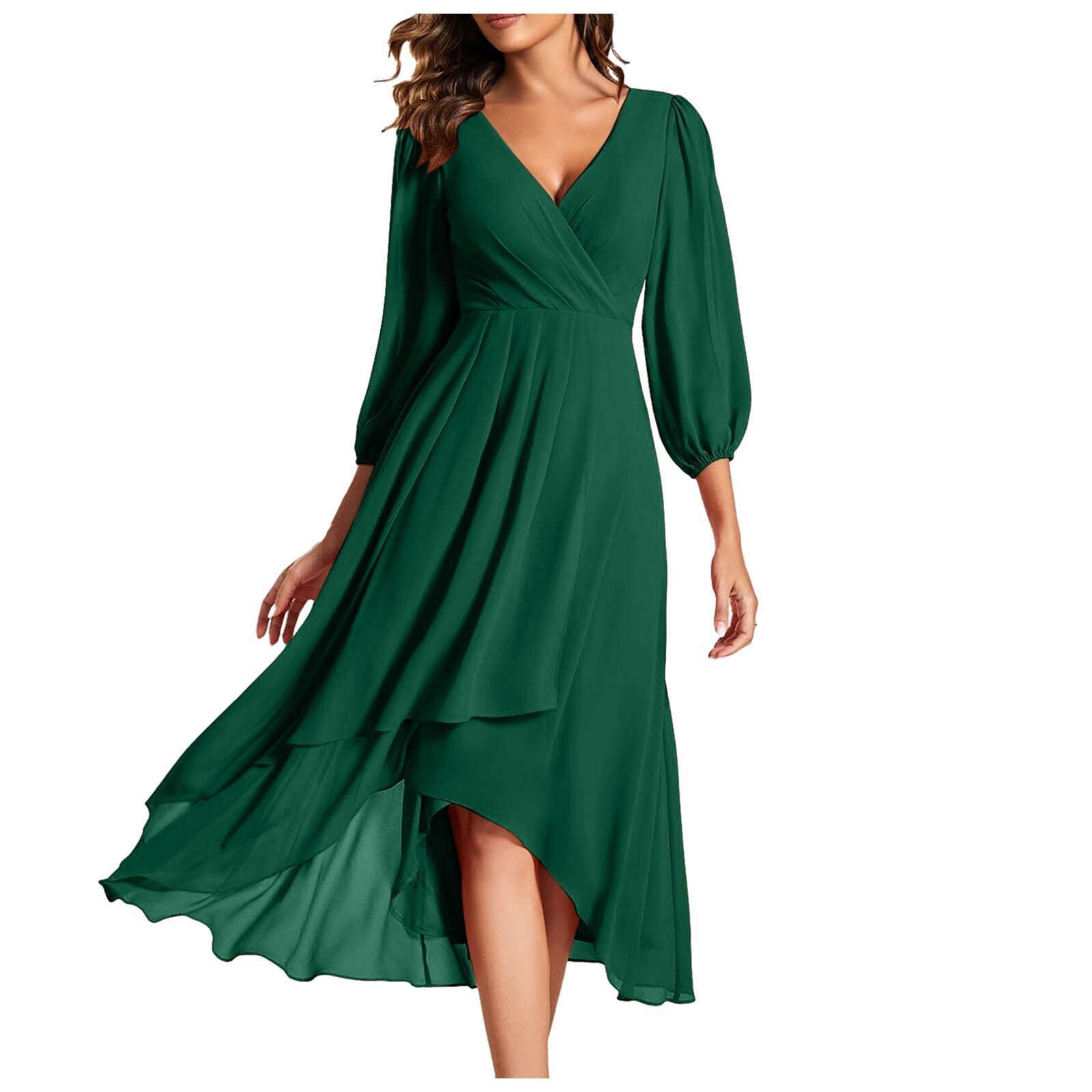 V-neck Long-sleeved Dress Loose Party Evening Dress