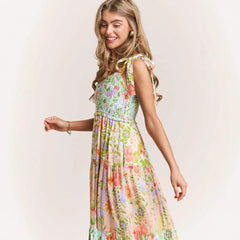 Sleeveless Strap Pocket Printing Dress Women