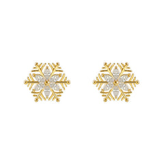 Silver Needle Zircon Snowflake Ear Stud Earrings For Women
