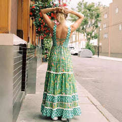 Clothing Spaghetti-strap Floral Print Dress Fashion