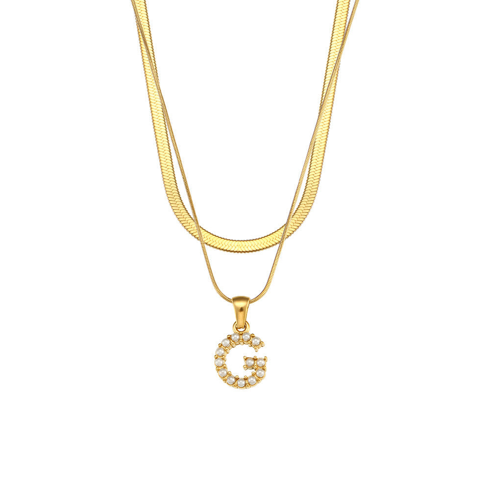 Double-layer Chain Pearl Pendant Necklace