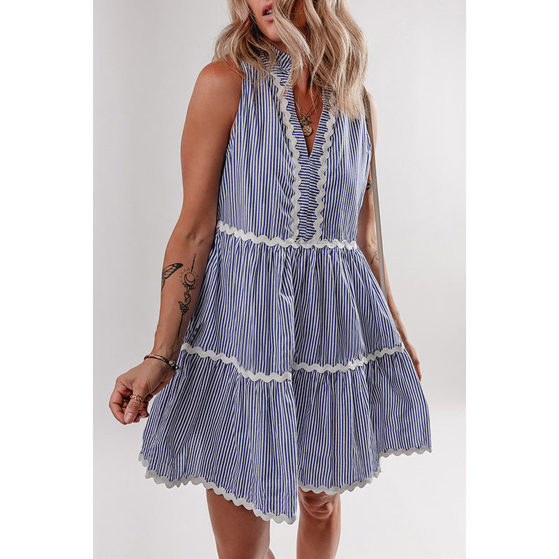 Wave Edge Stitching High Waist Skirt For Women
