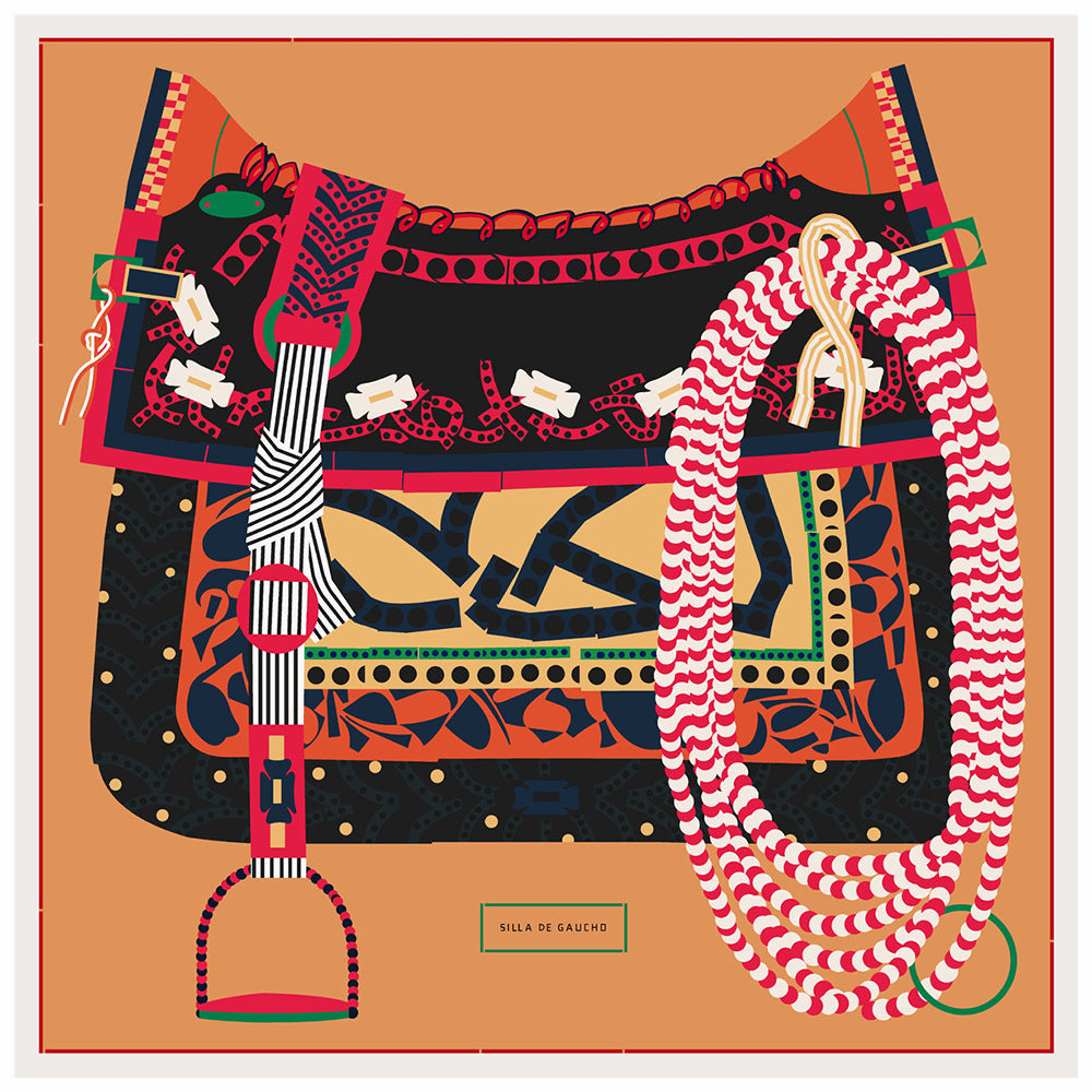 Luxe Saddle Prints Twill Silk Scarves, 90cm
