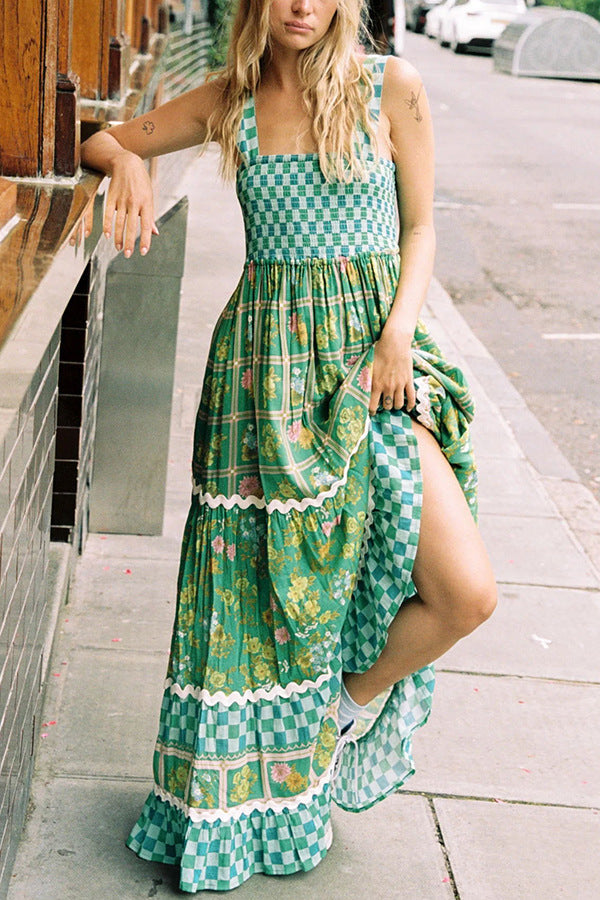 Clothing Spaghetti-strap Floral Print Dress Fashion