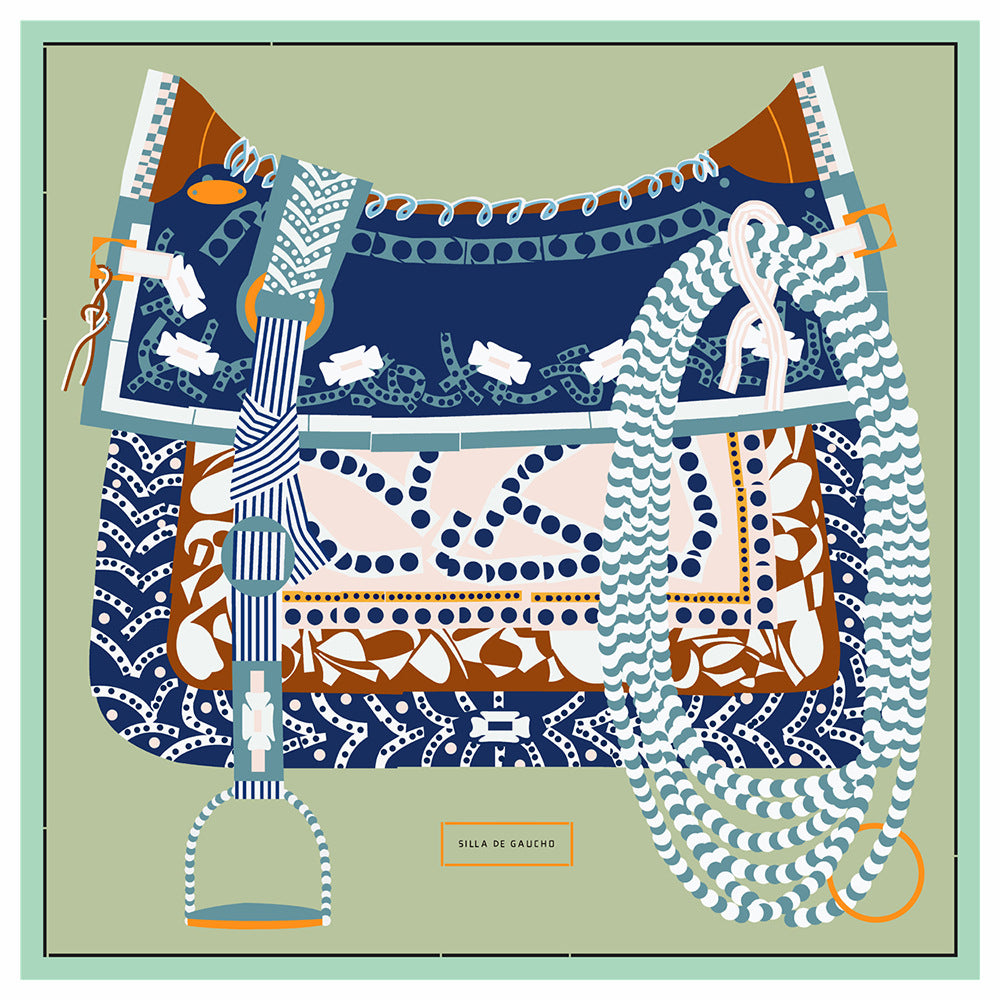 Luxe Saddle Prints Twill Silk Scarves, 90cm
