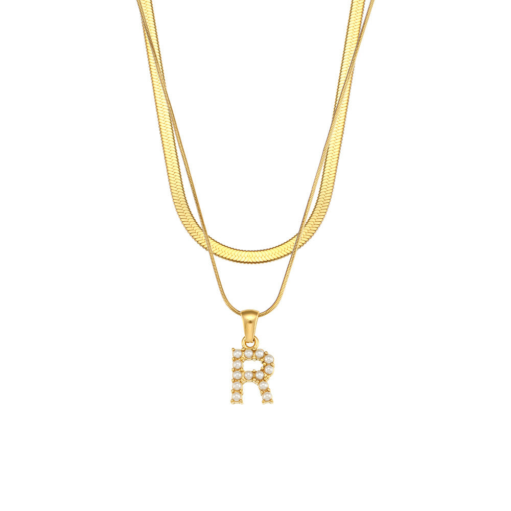 Double-layer Chain Pearl Pendant Necklace